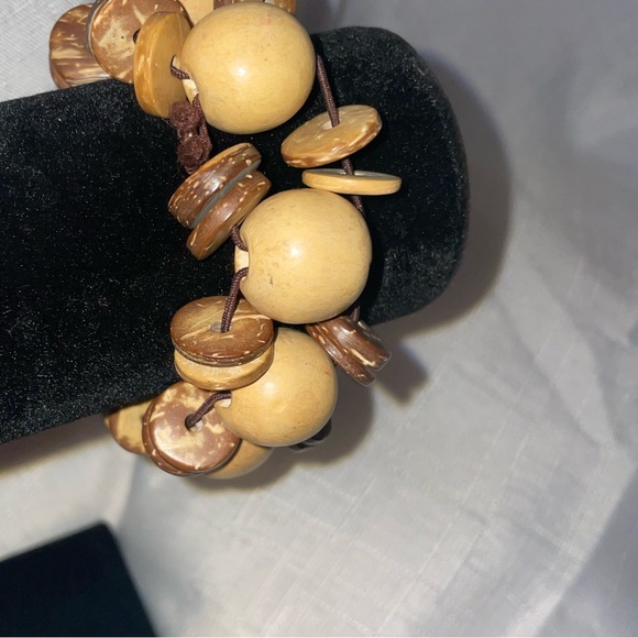Handcrafted Wooden Beaded Cuff Bracelet - Picture 3 of 4
